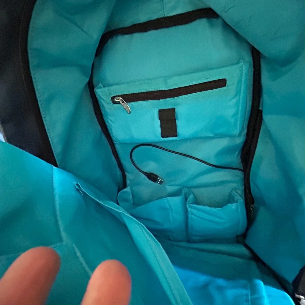 Oscaurt Anti Theft Laptop Backpack Blue Black USB Charging Port Travel Bag